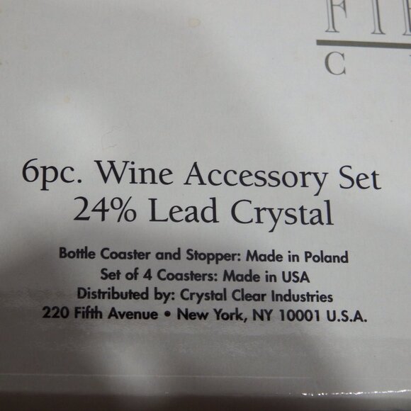 Fifth Avenue “Portico” Poland Crystal 6 Piece Wine Accessory Set w/Original Box - Picture 16 of 16
